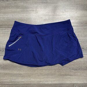 Under Armour Skirt Skort Women L Lined Pocket Pull On Blue